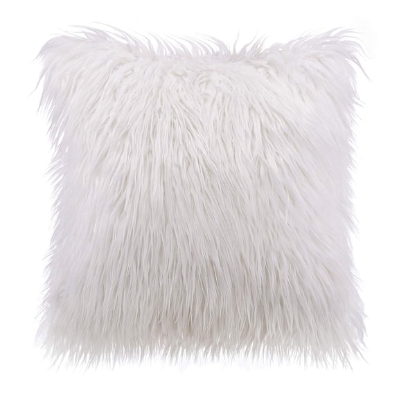 Phantoscope 20" x 20" Faux Fur Decorative Throw Pillow, Plush Cushion with Insert for Couch, Bed, Chair, Off White, 1 Pack