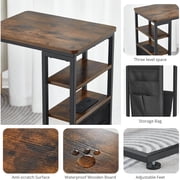 C-Shaped End Table with Charging Station - Retro Style for Living Room