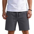 thumbnail image 2 of Eryao Men's Linen Shorts Casual Elastic Waist Drawstring Shorts Lightweight Breathable Summer Beach Vacation Bottoms with Pockets,Dark Gray,L, 2 of 7