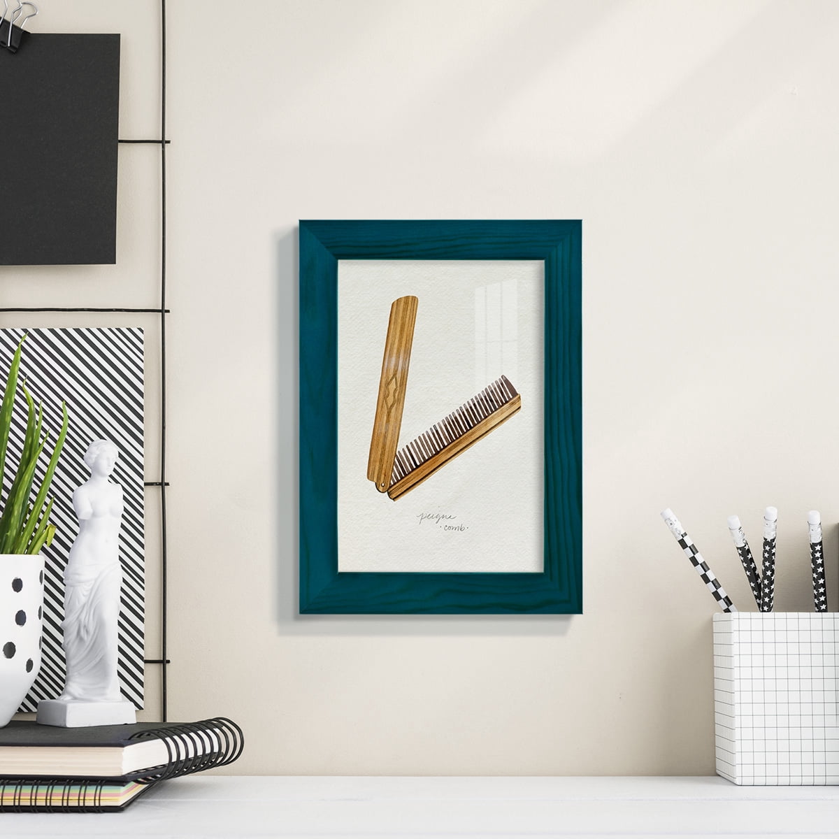 Gilded Toiletries IV - Framed Print w/glass - Ocean Blue
