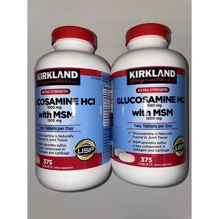 Kirkland Signature Glucosamine HCI with MSM 375 Tablets - 2 Pack
