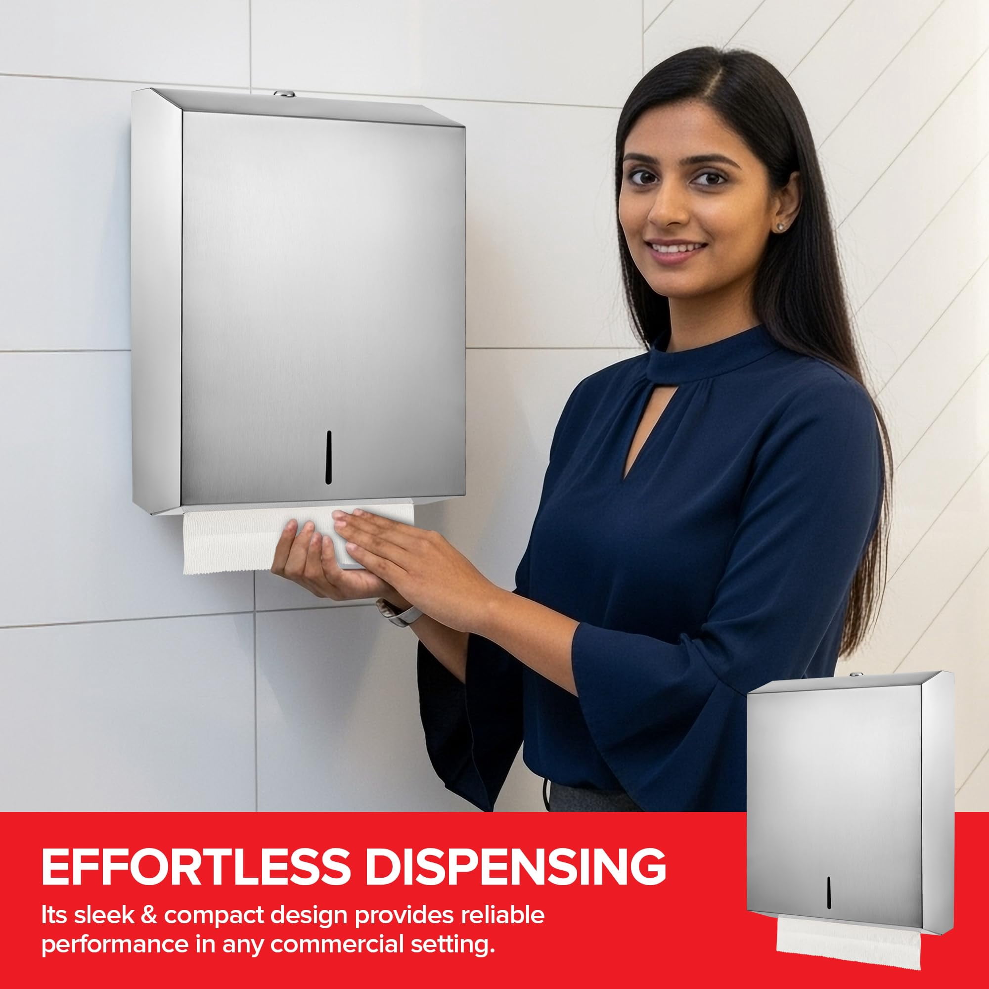 Wall Mount Paper Towel Dispenser, Large Capacity Stainless Steel Hand Towel Holder for Bathrooms and Kitchens, Commercial Dispenser Holds 400 Towels