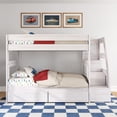 thumbnail image 2 of Modern Farmhouse Twin Over Twin Bunk Bed With Staircase and Storage Drawers, White Wash, 2 of 9
