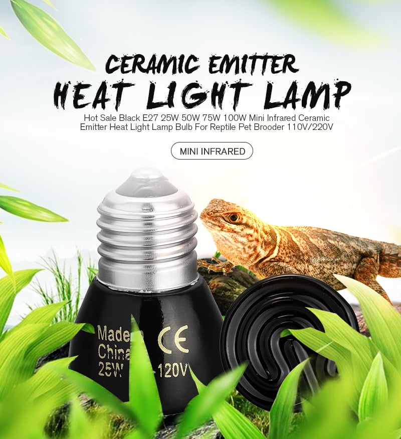 25-100W Infrared Ceramic Emitter Heat Lamp for Reptile Pet Brooder Light Bulb 