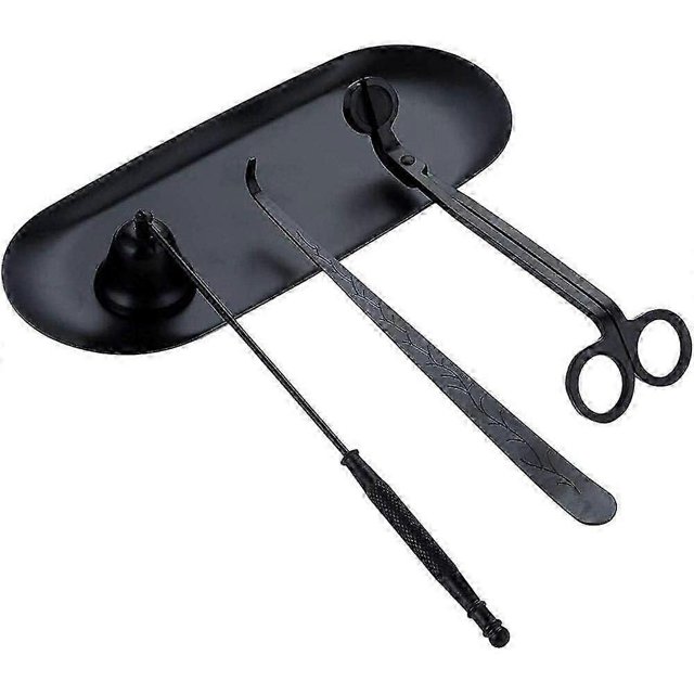 Black 4 In 1 Candle Accessory Set Candle Wick Trimmer Candle Cutter Candle Snuffer Candle Wick Dipper With Gift Package For Candle Lover