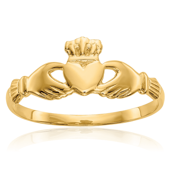 14K Solid Yellow Gold Heart Irish Claddagh Celtic Ring Jewelry