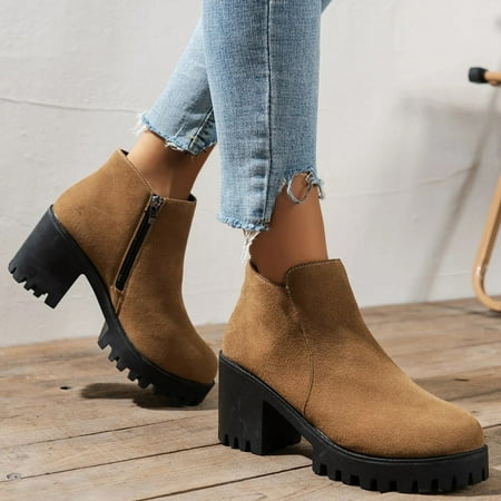 

Cathalem Womens Boots Flat Good for Being G on Feet All Day Women Ankle Boots Short Boots Single Heel Boots for Women Booties Brown 6.5