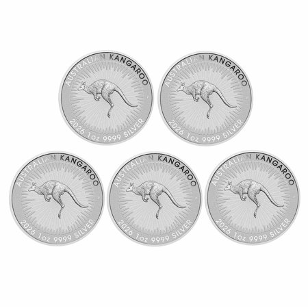 2026 1 oz Australian Silver Kangaroo Coin BU - Lot of 5