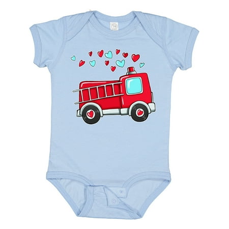 

Inktastic Valentine Fire Truck with Hearts Gift Baby Boy or Baby Girl Bodysuit