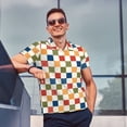 thumbnail image 4 of Yiaed Floral CheckerboardPrint Men's Short Sleeve Polo Shirt,Golf Polo for Men Three-Button Golf Shirt Athletic Casual Collared T-Shirt- Medium, 4 of 7