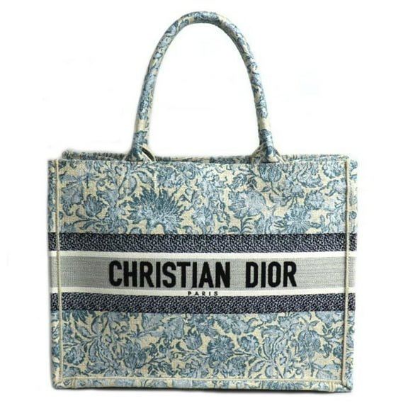 Pre-Owned Christian Dior Book Tote Medium Bag Blue Multi Women's (Good)