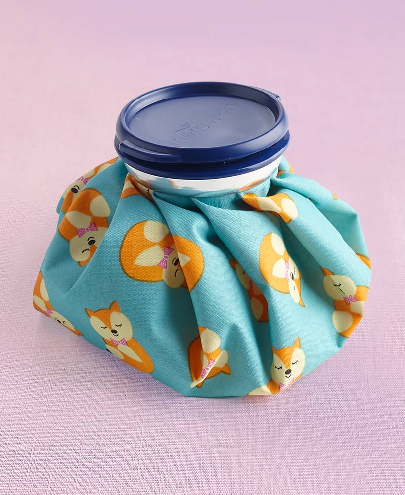 Vintage Style Cloth Ice Bag with Screw Twist Open Cap Foxes on Blue