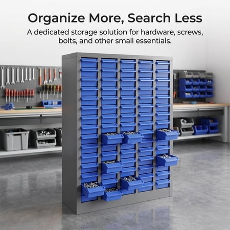 Durable Parts Cabinet Bolt and Nut Tool Storage Cabinet for Workshops Garages Offices Rust-Resistant Nut and Bolt Organizer with Labeled Drawers