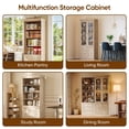 thumbnail image 4 of 71"Tall Pantry Storage Cabinet,Wood Kitchen Cabinet with Glass Doors&Drawers and Adjustable Shelves for Dining Room Living Room,Brown,4 Pcs, 4 of 8