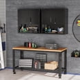 thumbnail image 2 of Ktaxon Wall Mounted Metal Garage Storage Cabinet w/ Lock & Adjustable Shelf, Floating Steel Tool Organizer w/ Open Guardrail Shelf, 30 x 12 x 30, Black, 2 of 8