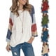 thumbnail image 5 of Tops de talla grande para mujer, túnicas informales de manga larga, cuello redondo, a rayas, corte holgado, 5 of 6