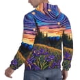 thumbnail image 6 of Rateoe Galactic Night Over Meadow Pattern Mens Hoodie, Pullover Hooded Sweatshirt, Kangaroo Pocket Hoodie Ideal for Daily Wear, Travel and Home-Large, 6 of 7