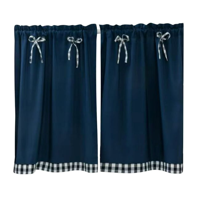 Leodye 1PCS Bowknot Short Kitchen Curtains Cute Light-filtering Home Kitchen Drift Window Student Bed Drape -29.13 × 24.02 in
