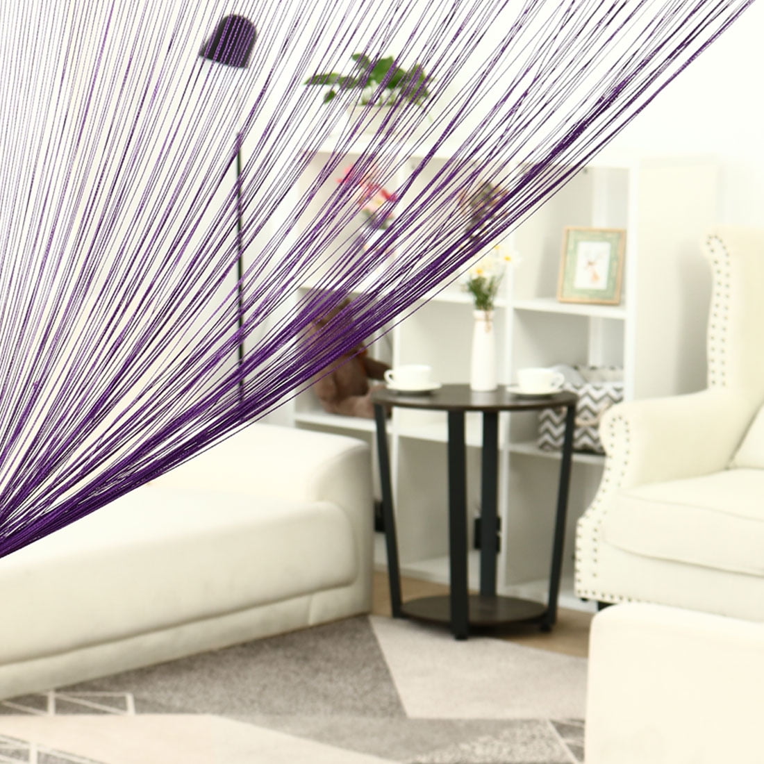 Unique Bargains Divider Thread Curtain Fringe Panel 39" x 79" Dark Purple