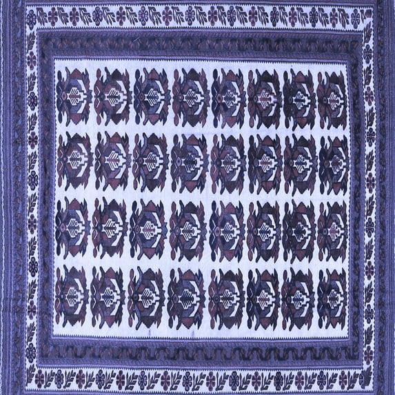 Ahgly Company Machine Washable Indoor Square Persian Blue Traditional Area Rugs, 8' Square