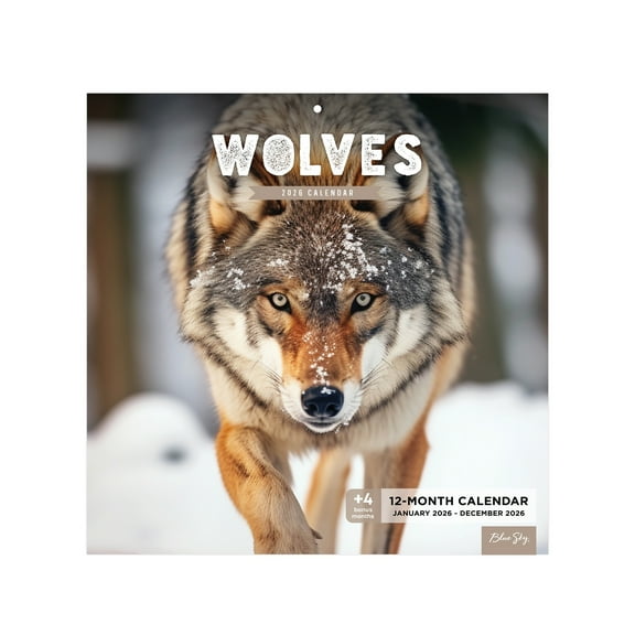 Blue Sky Monthly Stapled Calendar 12" x 12" Wolves (Jan 2026 - Dec 2026)