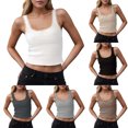 thumbnail image 2 of IWRICH Women's Ribbed Lace Trim Square Neck Tank Tops Going out Camisole Slim Fit Ribbed Knit Wide Straps Bow Y2k Summer Tops White XS, 2 of 4