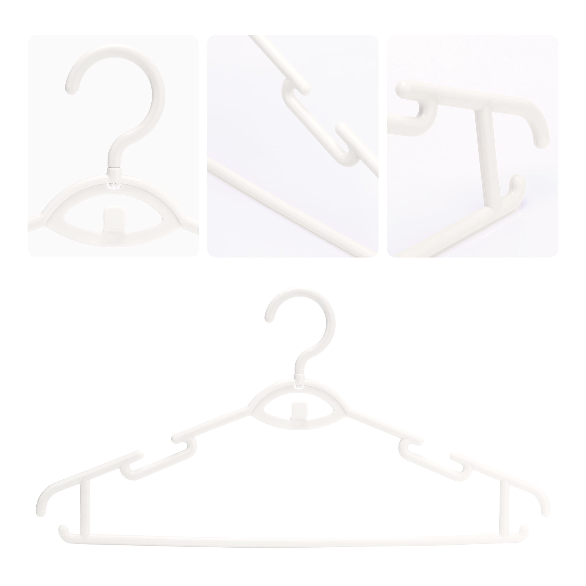 Unique Bargains Plastic Non-Slip Hangers Space Saving Clothes Hangers 30 Packs White