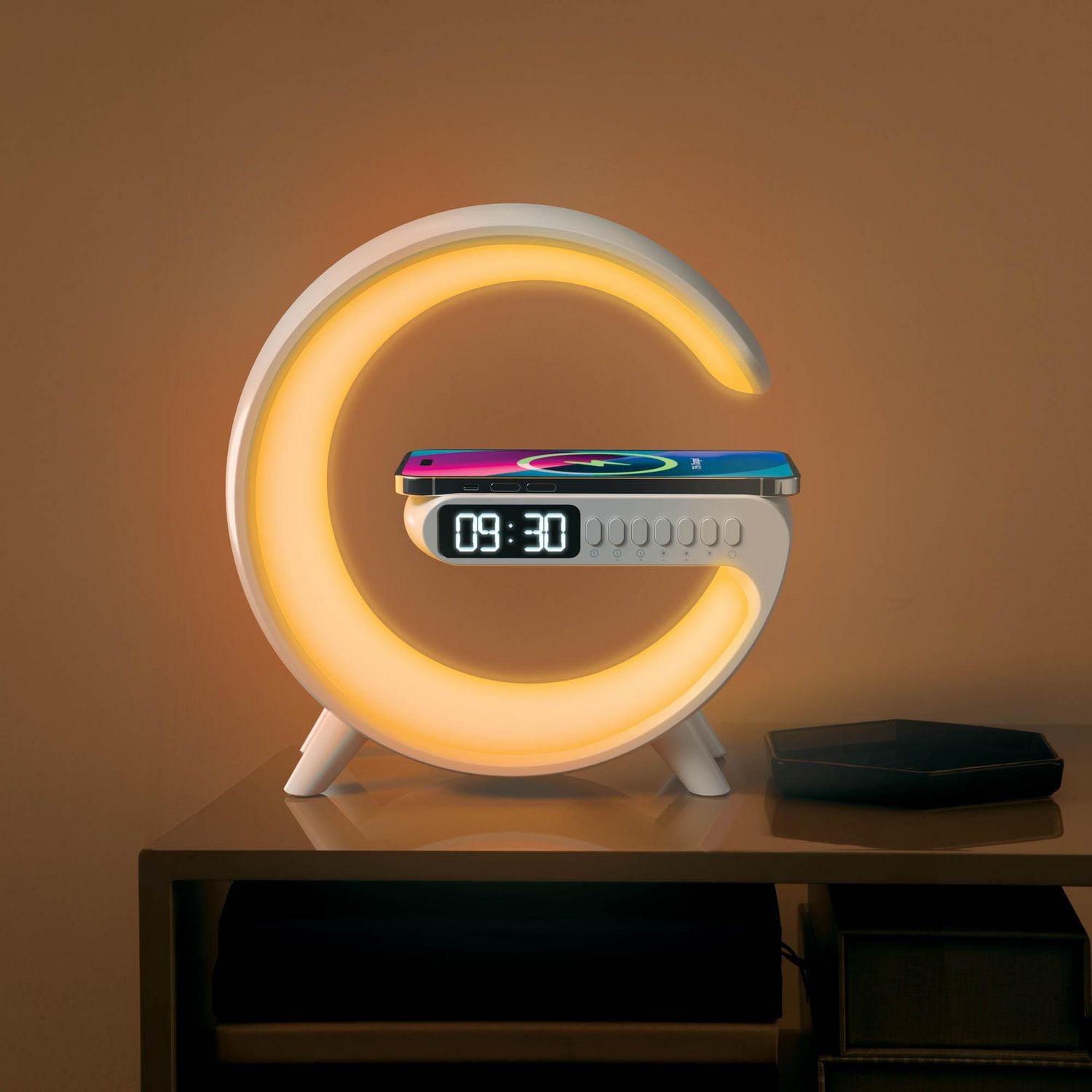 Merkury Innovations Wireless Charging LED Lamp with Alarm Clock, Wireless Charger Lamp Clock