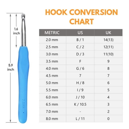 Gohope Crochet Hooks Set,2mm(B)-8mm(L) Ergonomic Crochet Hooks with