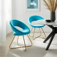 thumbnail image 3 of Modway Nouvelle 19" Velvet Dining Chairs in Gold/Blue (Set of 2), 3 of 9