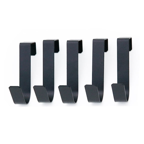 5 Pcs Black Over The Cabinet Drawer Door Hooks 1.12 Inch for Hanger in The Cabinet Christmas Decoration Hooks Sturdy Metal Z Shaped Hanger Peg for Bathroom Clothes Towel