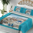 thumbnail image 3 of Ambesonne Greece Fitted & Top Sheet Set with Shams, Window Old Shutters, Multicolor, 3 of 5