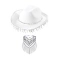 thumbnail image 3 of Sombrero de vaquero con bandana de flecos, sombrero con flecos de diamantes de imitación brillantes y pañuelo de cachemira. Blanco, 3 of 7