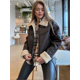 thumbnail image 1 of Chaqueta corta de piel sintética para mujer, Parkas de manga larga con solapa empalmada y cremallera, abrigos cálidos de invierno, ropa de calle alta, 1 of 5