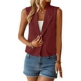 thumbnail image 4 of Akafmk Fall/Winter Plus Size Blazer Vests for Women,Casual Sleeveless Open Front Dressy Business Jacket,Solid Color Sleeveless Suit Jacket, 4 of 4