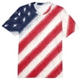 thumbnail image 4 of Men's American Flag T-Shirt Cotton-Like Stretch Jersey Patriotic Short Sleeve Crew Neck Tee Wave Art Blue L, 4 of 6