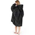 thumbnail image 3 of Bare Homey Plush Sherpa Wearable Blanket - Fluffy & Soft - Lightweight - Adult, Black, 3 of 9