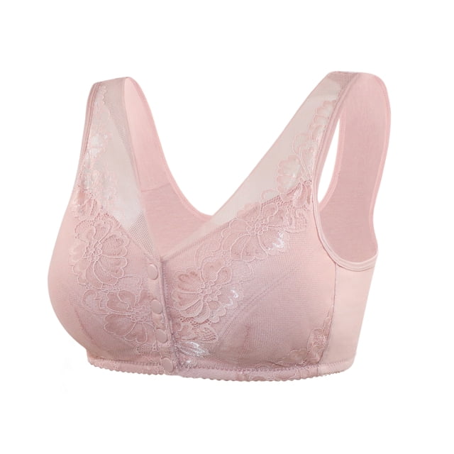Sports Bra Front Closure Womens Sports Front Closure Extra-Elastic Breathable Lace Trim Bra