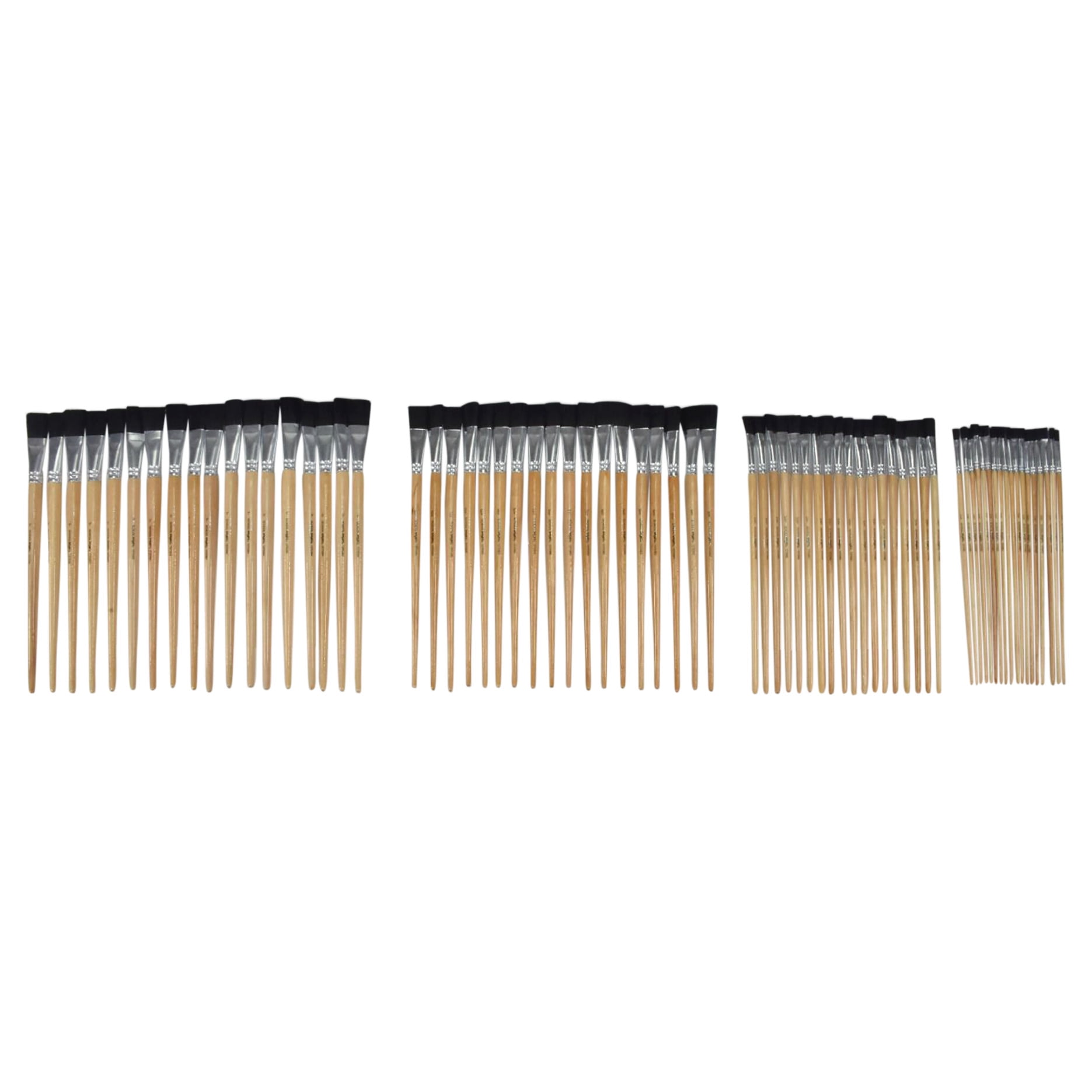School Smart Interlocked Black Bristle Long Enameled Hardwood Handle Paint Brush Set 72- Clear
