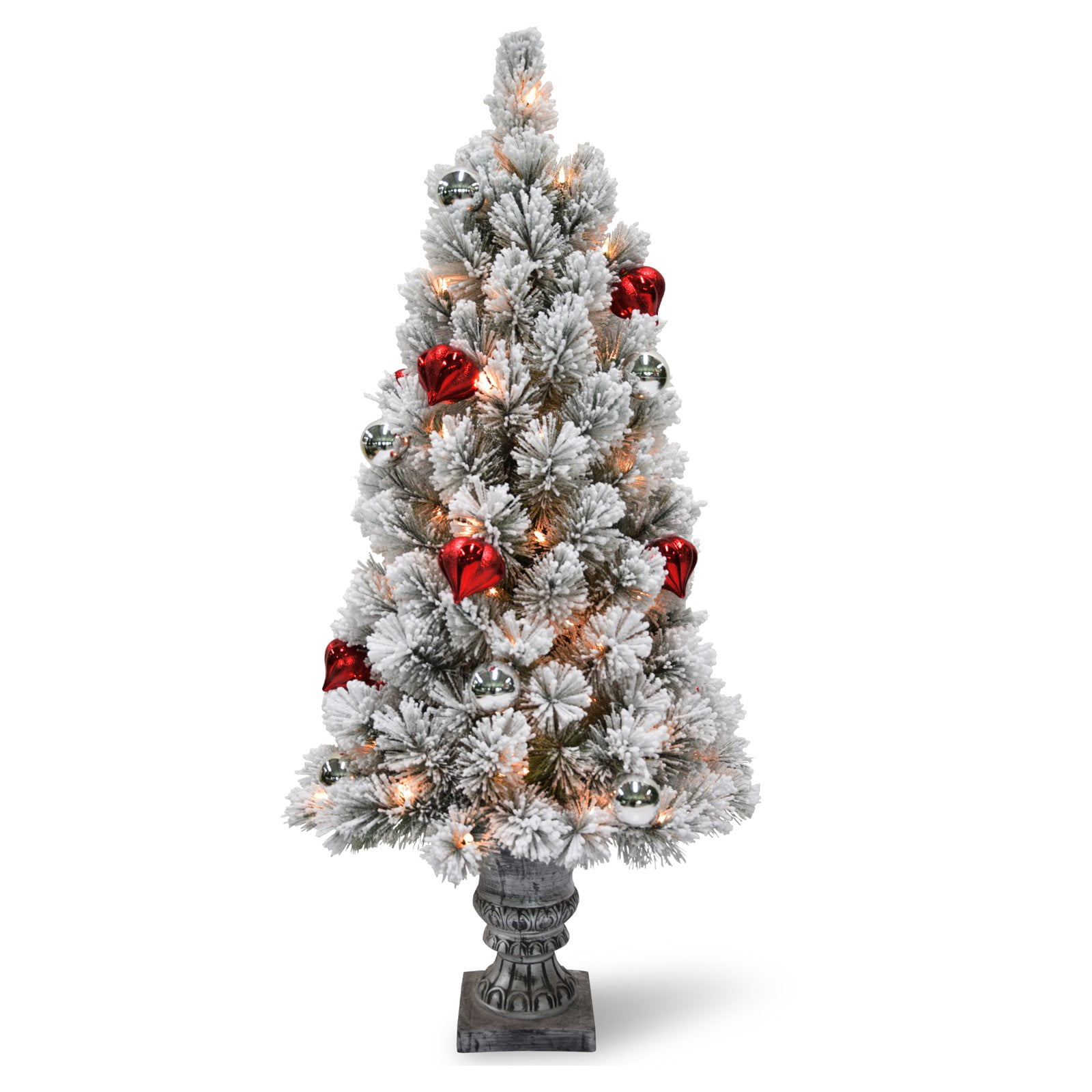 3 ft. Snowy Bristle Pine Tabletop Tree with Battery Operated LED Lights