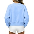 thumbnail image 4 of Women Cropped Sweatshirts Crew Neck Sweatshirt Raglan Long Sleeve Pullover Rib Cuff Side Pocket Fall Tops, L, 4 of 4