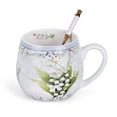 thumbnail image 6 of STP GOODS Lily of the Valley Bone China Big Belly Mug in Gift Box 16.23 fl oz (480 ml) Floral Mug Coffee and Tea Mug for Latte Cocoa Chocolate, White and Green, 6 of 6