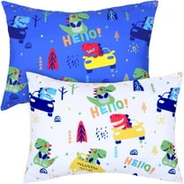 Toddler Pillowcase 2 Pack - Soft Breathable Pillow Covers - Fits 13''x18'' or 12''x16'' Pillows - Dinosaur Design - Ideal for Kids Bedding