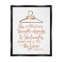 Stupell Industries Proverbs Verse Uplifting Religious Calligraphy Floral Design Graphic Art Jet Black Floating Framed Canvas Print Wall Art, Design by Imperfect Dust