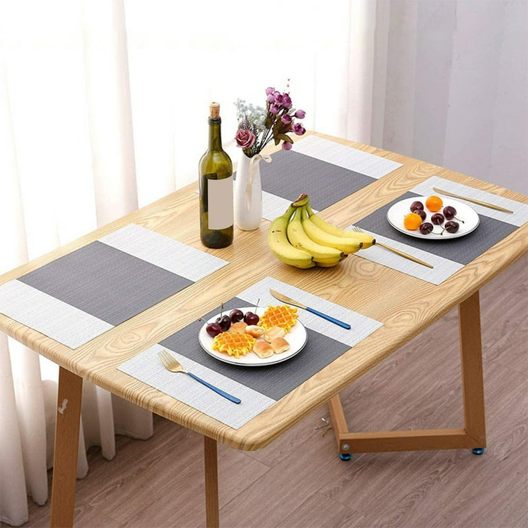greenhome 4 Pcs Placemats Heat-resistant Table Protection Scratch-resistant  Anti-scalding Contrast Color Dining Table Washable Easy to Clean Table Mats  Indoor Outdoor Use 