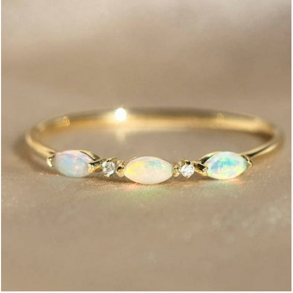 Opal Wedding Band,Gold Opal Ring,October Birthstone silver enemal wedding gift women