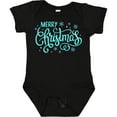 thumbnail image 3 of Inktastic Merry Christmas Hand Lettering with Snowflakes in Teal Boys or Girls Baby Bodysuit, 3 of 5