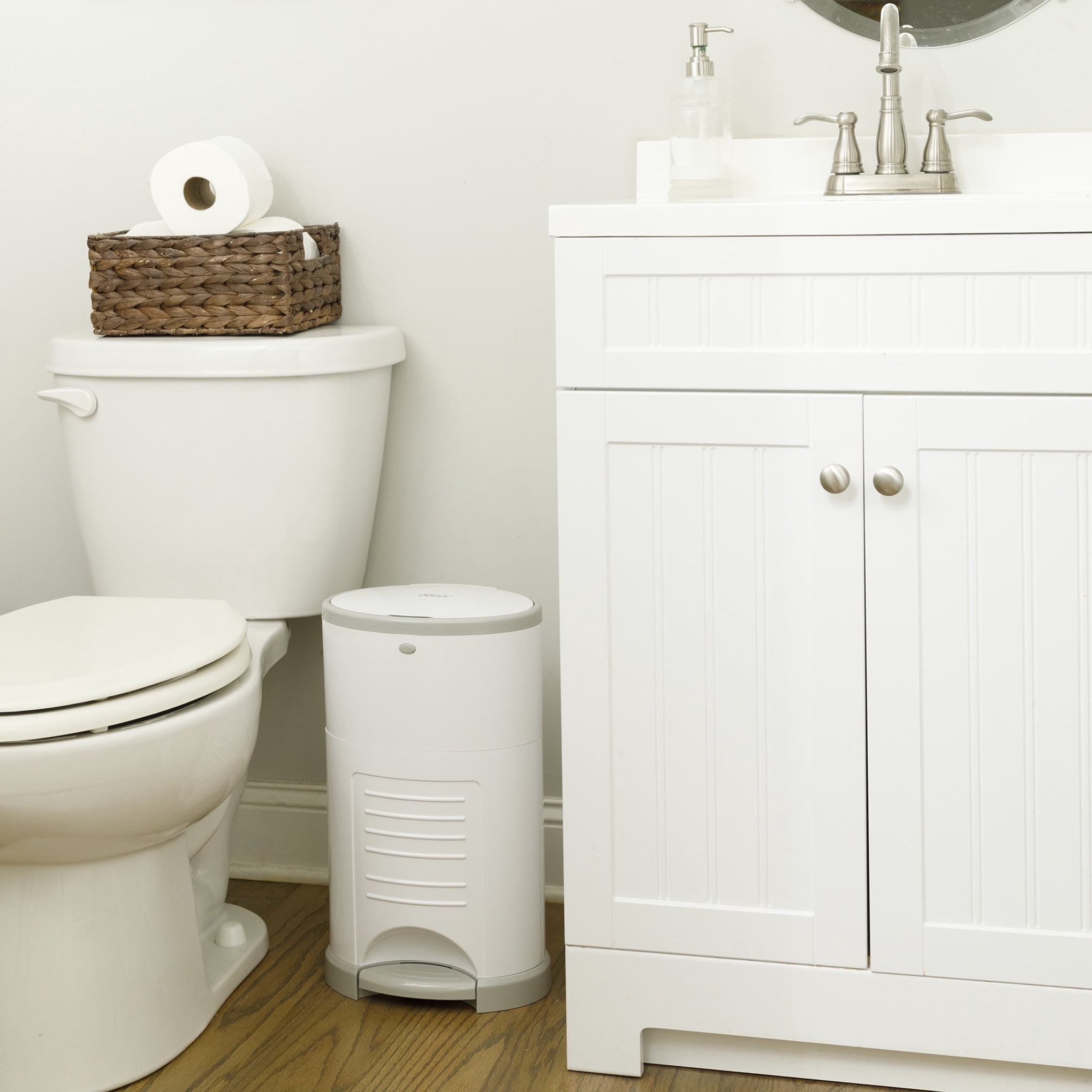 Dekor Mini Hands-Free Diaper Pail | White