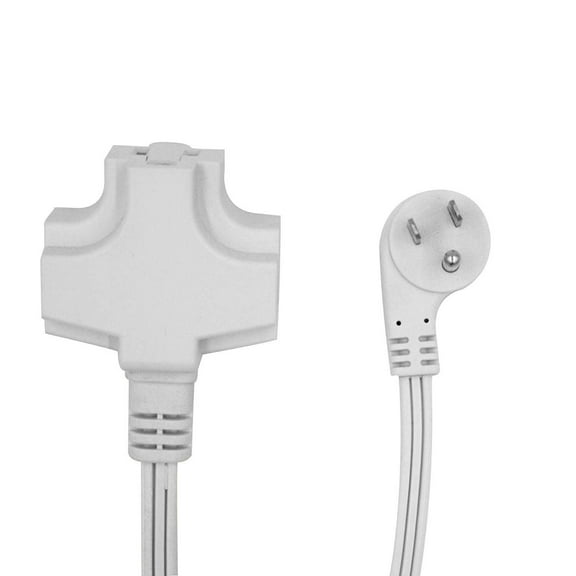 Wideskall 6 Feet 3 Prong 16 Gauge Grounded 3 Outlets Agnle Flat Plug ETL Listed Indoor Extension Cord White