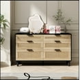 thumbnail image 2 of 51" Rattan Dresser for Bedroom, 6 Drawer Dresser, Clothes Storage Cabinet for Bedroom, Metal Handle&Wood Legs for Hallway, Living Room, Bedroom,Black, 2 of 12